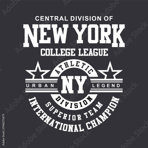 New York college  vector label and print design for t-shirt graphic College typography Vector