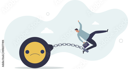 Stressed burden, anxiety or negative thinking, anger or emotional causing problem,flat characters.