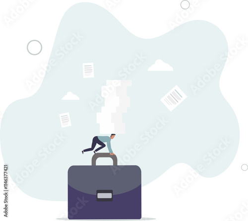 Overwork and overload work make employee exhausted and stressed leads to depression, burnout and low efficiency,.flat characters.