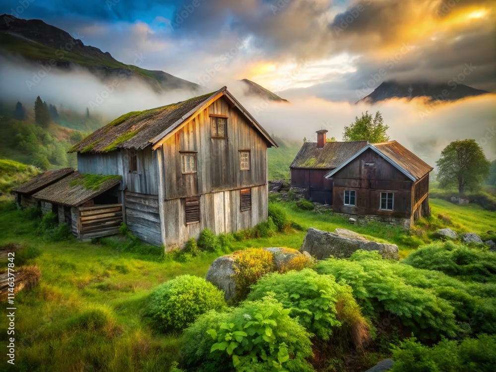 Abandoned Norwegian Farmhouse, Rustic Rural Landscape, Old Derelict Building, Scandinavian Farm, Decaying Timber, Lonely Farmhouse, Nature Photography Abandoned Norwegian Farmhouse, Rustic Rural Landscape, Old Derelict Building, Scandinavian Farm, Decaying Timber, Lonely Farmhouse, Nature Photography