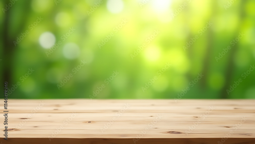 Minimalist wooden tabletop with blurred natural background ideal for product display and key visuals in creative montages of fresh greenery._00003_ Minimalist wooden tabletop with blurred natural background ideal for product display and key visuals in creative montages of fresh greenery._00003_