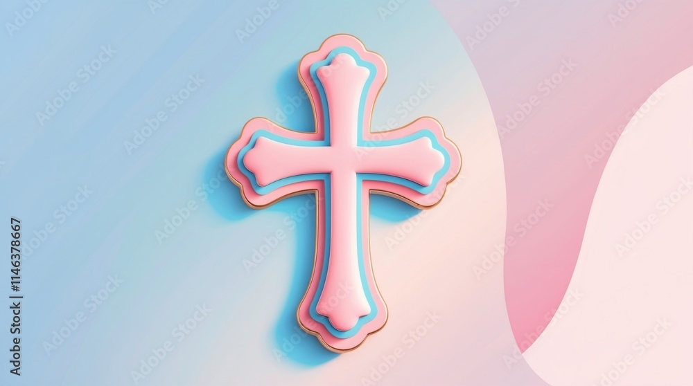 Obraz premium Artistic cross design modern digital space graphic illustration vibrant environment aesthetic viewpoint