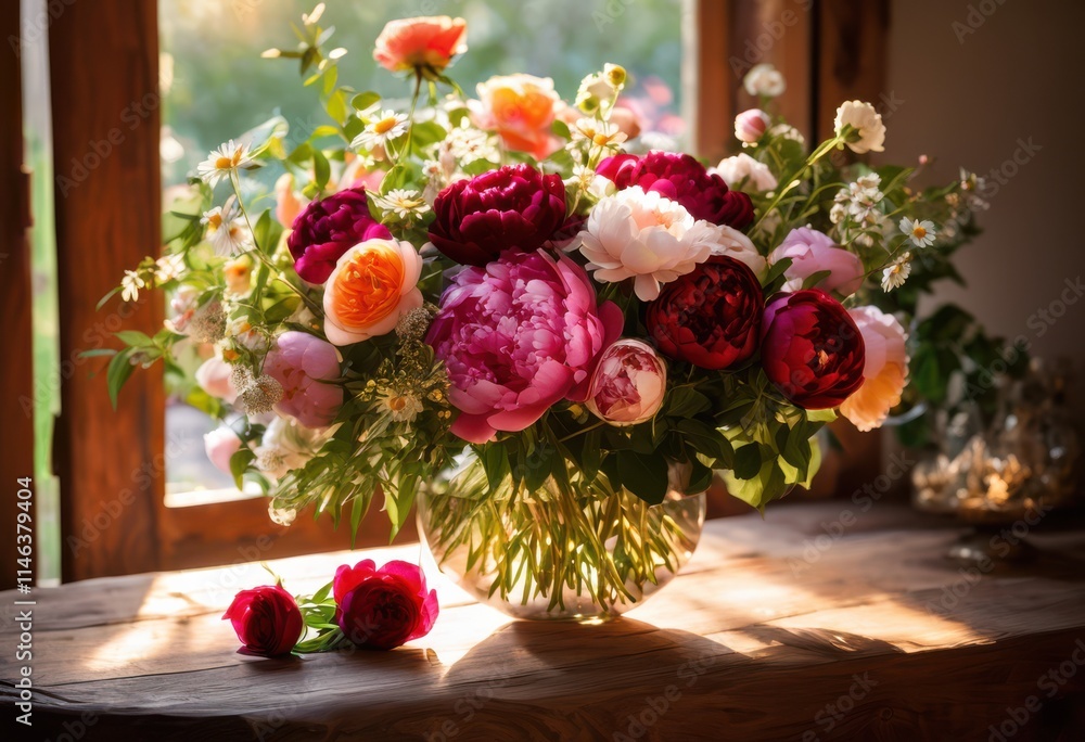vibrant floral arrangements enhanced soft sunlit bokeh effects creating dreamy colorful atmosphere, bloom, flower, petal, blossom, garden, plant, leaf vibrant floral arrangements enhanced soft sunlit bokeh effects creating dreamy colorful atmosphere, bloom, flower, petal, blossom, garden, plant, leaf