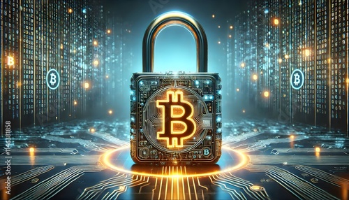 Wallpaper Mural Bitcoin Security Icon: Digital Lock Representing Safe Cryptocurrency Transactions Torontodigital.ca