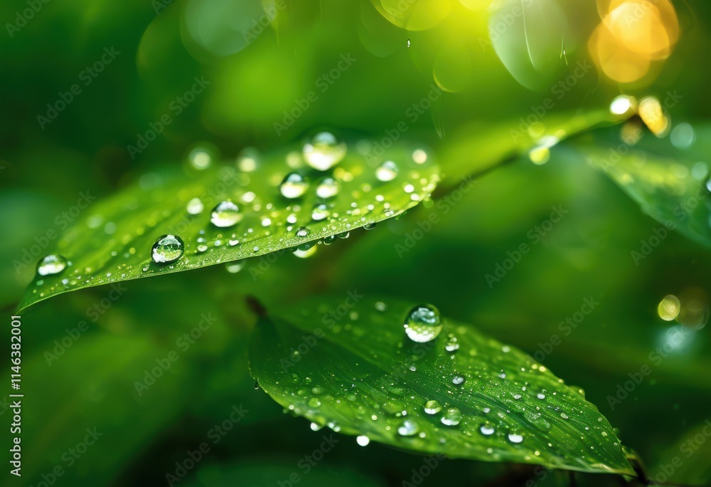 exquisite macro perspectives raindrops goldenly glimmering lush green leaves capturing natural splendor every detail, background, botanical, bloom exquisite macro perspectives raindrops goldenly glimmering lush green leaves capturing natural splendor every detail, background, botanical, bloom
