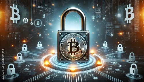 Wallpaper Mural Digital Bitcoin Lock Illustration: Representing Security in Cryptocurrency Torontodigital.ca