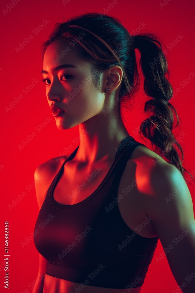 Determined Asian Athlete Ready to Compete Determined Asian Athlete Ready to Compete