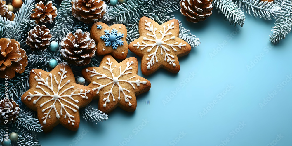 Fototapeta premium Festive Snowflake Cookies & Winter Branches