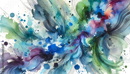 Wallpaper Mural Dynamic Color Fusion: Abstract Art with Green, Purple, and Blue Gradients Torontodigital.ca