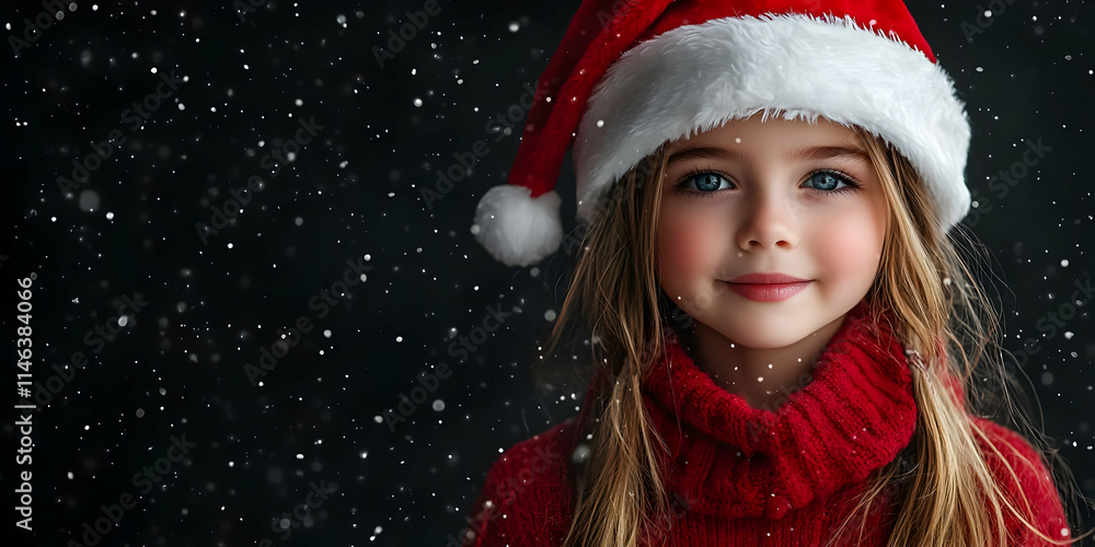 Child in Red Hat Smiles in Falling Snow Child in Red Hat Smiles in Falling Snow