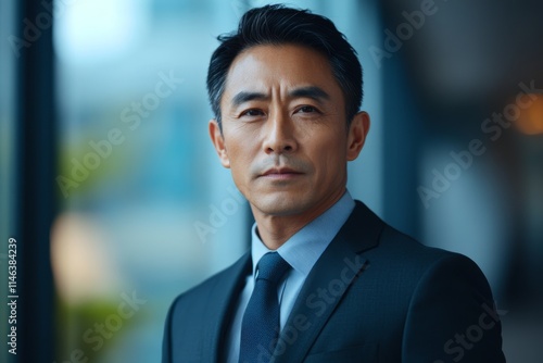 Confident Asian Businessman in Suit