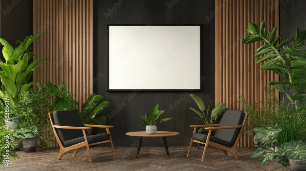 Virtual Meeting Room Mockup, Modern Design with Plants, Professional Setting Virtual Meeting Room Mockup, Modern Design with Plants, Professional Setting