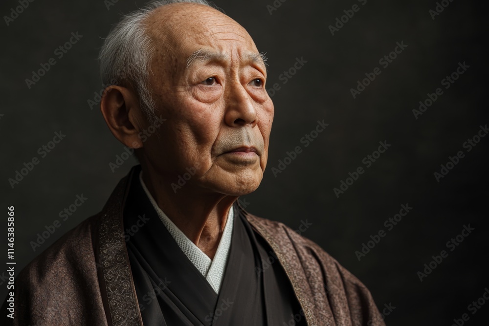 Contemplative Elderly Asian Man Portrait Contemplative Elderly Asian Man Portrait