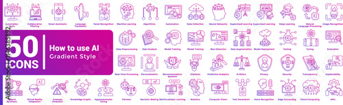 How to use AI 50 icon set in gradient style