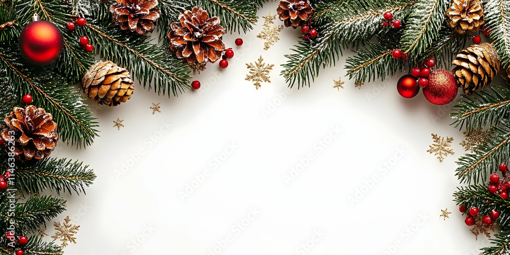 Festive Winter Holiday Decorations: Create a Stunning Christmas Scene with Pine Cones, Ornaments, and Berries Festive Winter Holiday Decorations: Create a Stunning Christmas Scene with Pine Cones, Ornaments, and Berries
