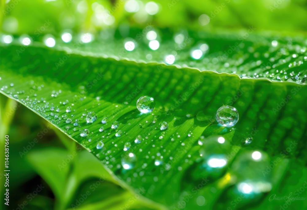 vibrant close crystal clear water droplets lush green leafy surfaces glimmering under natural light, dew, nature, reflection, fresh, growth, shine, outdoor vibrant close crystal clear water droplets lush green leafy surfaces glimmering under natural light, dew, nature, reflection, fresh, growth, shine, outdoor