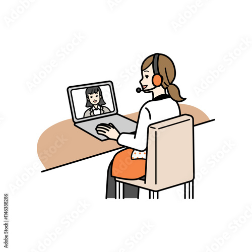 WEBカメラを使用する主婦