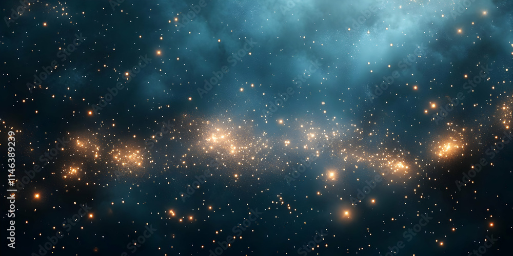 Naklejka premium Cosmic Dust: Celestial Dance of Stars in Nebula