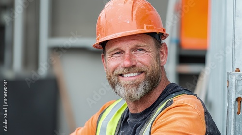 Happy construction worker smiling at camera.