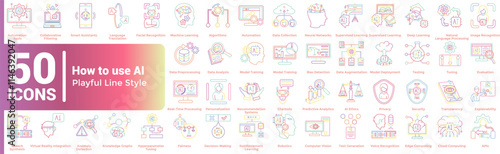 How to use AI 50 icon set in playful line style