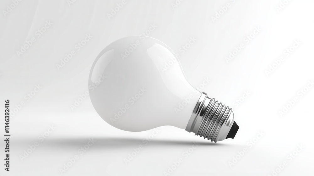 Light bulb resting on a smooth surface with soft lighting showcasing its round shape and shiny base in a minimalistic setting Light bulb resting on a smooth surface with soft lighting showcasing its round shape and shiny base in a minimalistic setting