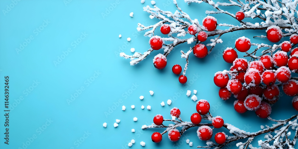 Winter Berries on Snowy Branches: Festive Decor Winter Berries on Snowy Branches: Festive Decor