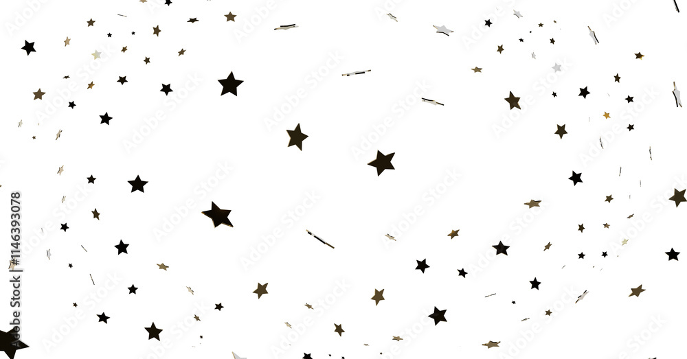 Obraz premium Black Star Confetti on White Background