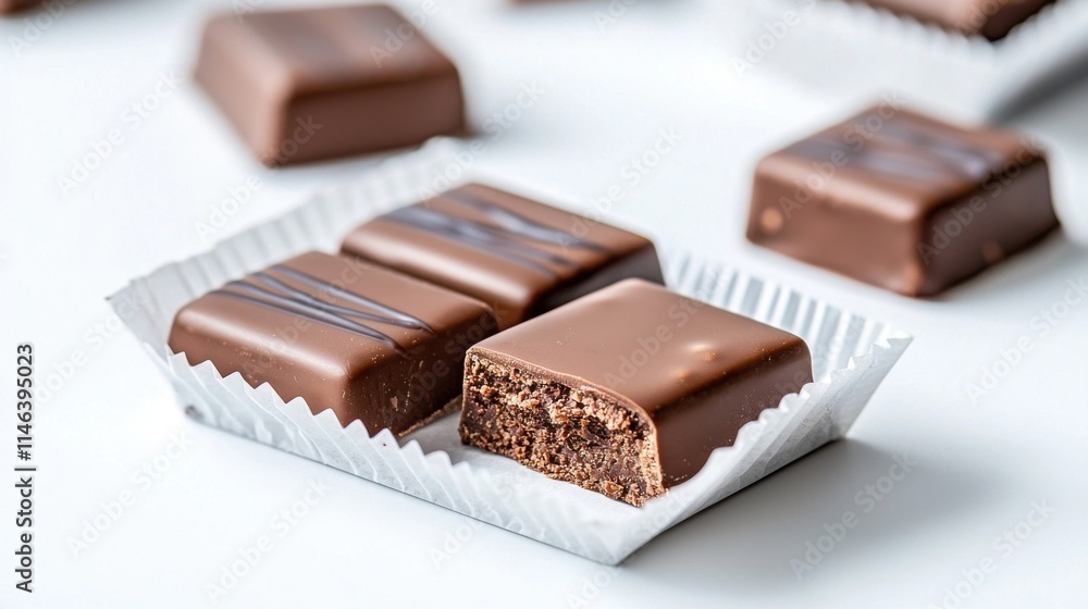 Delicious Chocolate Bars on White Background with One Cut Open Delicious Chocolate Bars on White Background with One Cut Open