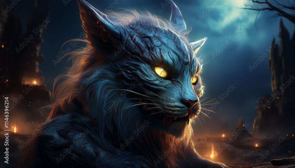 realistic monster cat with fantasy concept realistic monster cat with fantasy concept