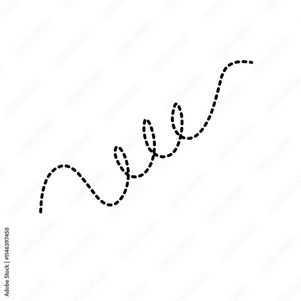 Hand Drawn Dotted Curved Line Hand Drawn Dotted Curved Line