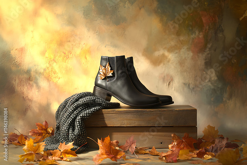 Autumnal Fashion Boots and Cozy Sweater photo