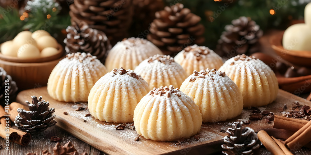 Sweet Holiday Cakes: Festive Treats with Powdered Sugar & Cinnamon Sweet Holiday Cakes: Festive Treats with Powdered Sugar & Cinnamon