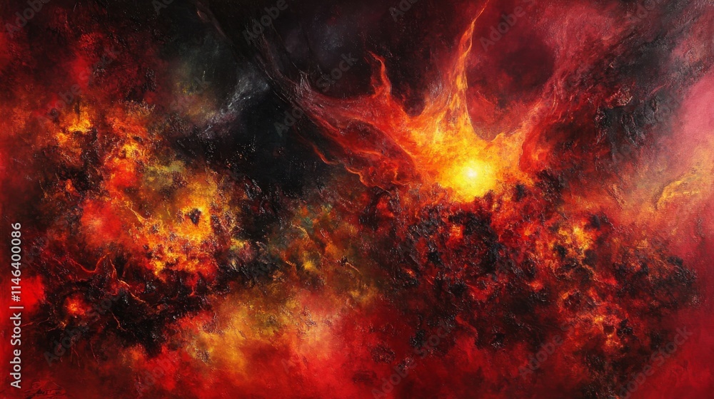 A violent, explosive conflagration radiates outwards from a central point, sending tendrils of flickering flame and glowing embers swirling through a haze of thick, roiling smoke. Shades of searing A violent, explosive conflagration radiates outwards from a central point, sending tendrils of flickering flame and glowing embers swirling through a haze of thick, roiling smoke. Shades of searing