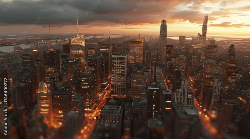 Obraz premium View Over City, Warm Brown Tones .