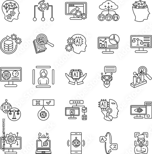 How to use AI 25 icon set in line style