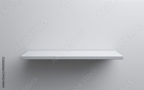 Wallpaper Mural floating shelf in a light color set against a plain wall emphasizing simplicity and modern design. Torontodigital.ca