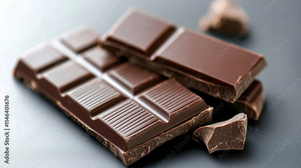 Delicious Dark Chocolate Pieces on a Smooth Surface Delicious Dark Chocolate Pieces on a Smooth Surface