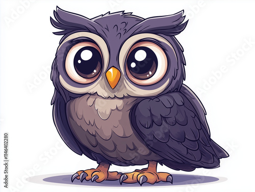 A monochromatic vector illustration of owl, designed with clean, bold lines and a minimalistic approach. The style is playful and simple, using smooth shapes photo