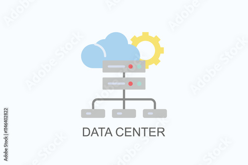 Data Center Vector, Icon Or Logo Sign Symbol Illustration 