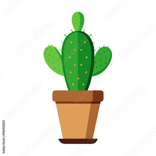 Unique potted cactus plant in a simple terracotta pot against a white background