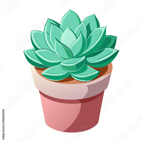 Bright green echeveria succulent in a terracotta pot on a clean white background for indoor decor ideas