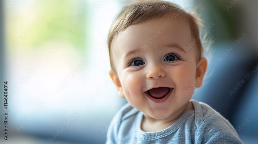 Adorable baby smiling and expressing happiness: a portrait of joyful childhood Adorable baby smiling and expressing happiness: a portrait of joyful childhood