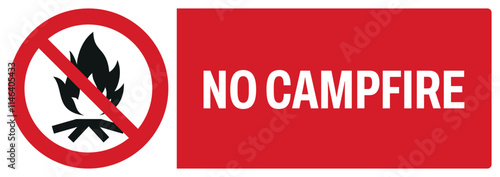ISO prohibition safety signs uppercase text_no campfire_landscape size 1/2 a4,a3,a2,a1	 
