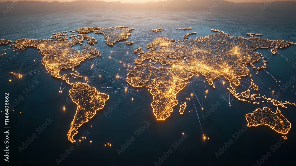 Abstract Global Network Concept: Glowing World Map, Glowing Connections Around Earth, Data Transfer, Cyber Technology, Digital Connectivity, Global Communication Systems Abstract Global Network Concept: Glowing World Map, Glowing Connections Around Earth, Data Transfer, Cyber Technology, Digital Connectivity, Global Communication Systems
