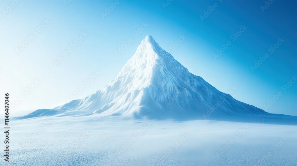 the peak of the mountain, making it look like a giant frozen monument against the blue sky. the peak of the mountain, making it look like a giant frozen monument against the blue sky.