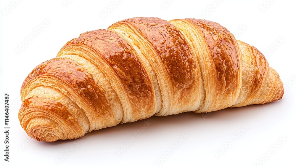 Golden Brown Croissant Isolated on White Background Golden Brown Croissant Isolated on White Background