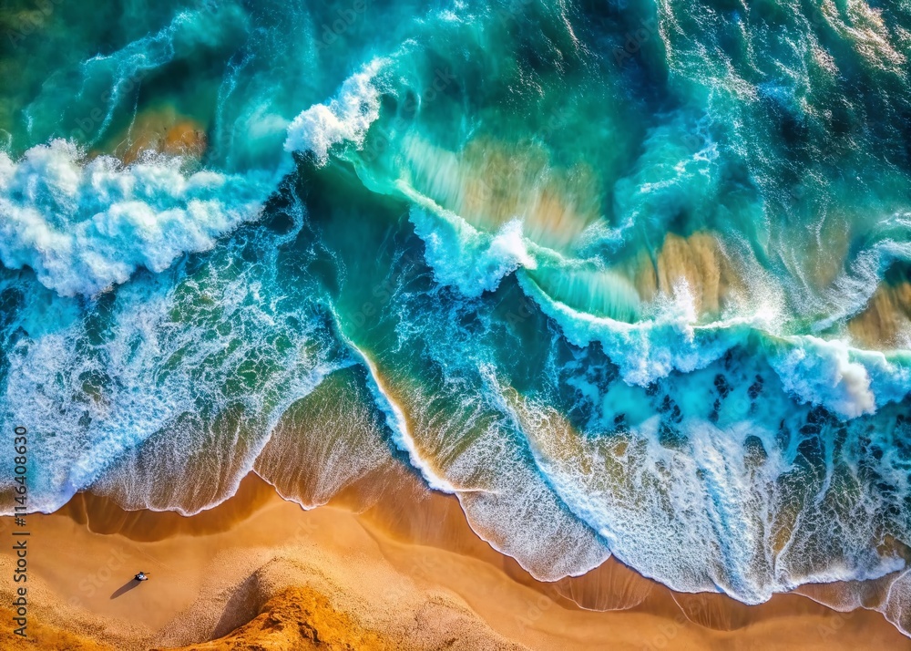 Aerial Ocean Waves: Drone Photography, Top-Down View, Turquoise Water, Coastal Landscape, Sea Texture Aerial Ocean Waves: Drone Photography, Top-Down View, Turquoise Water, Coastal Landscape, Sea Texture