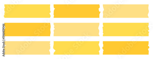 Set of yellow adhesive tape, washi, mini tape vector stickers