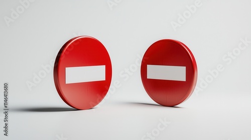 Free Download Circular red no-entry signs, symbolizing traffic restrictions imagine product photography, white background, - GFXLoad