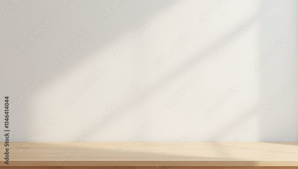 A minimalist empty wooden tabletop with a clean counter space against a blank wall for product display and visual design._00003_ A minimalist empty wooden tabletop with a clean counter space against a blank wall for product display and visual design._00003_